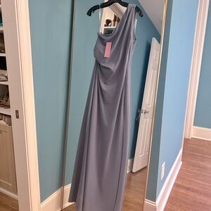 Sachin & Babi Cece four way stretch crepe gown slate blue color size 0